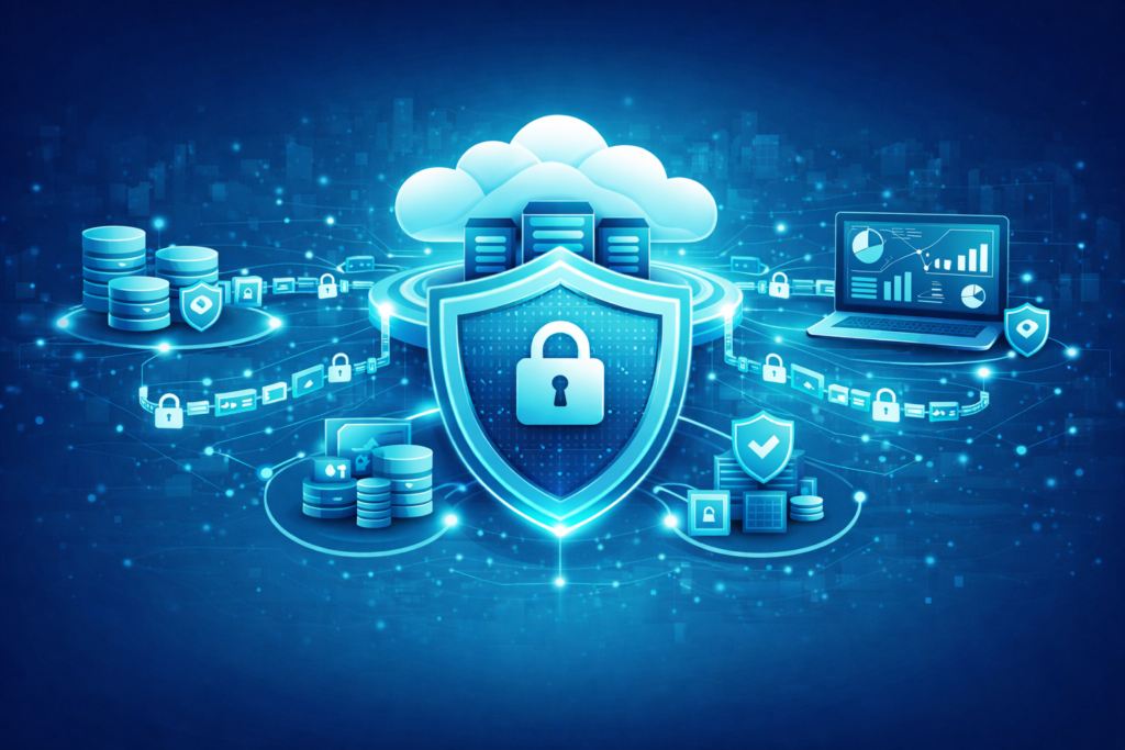 Cloud Based CBS for NBFCs cybersecurity protection with encrypted financial data and secure cloud infrastructure